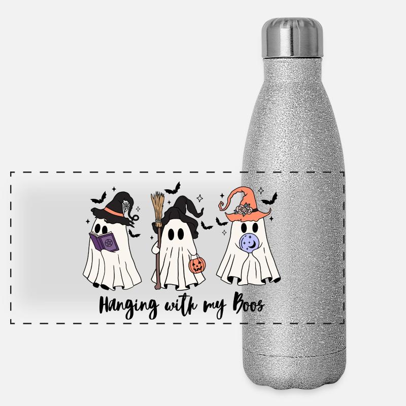 🧙 ♀️ Witchy Ghost Squad – Spooky & Cute 👻 Panoramic Glitter Thermal Bottle 500 ml