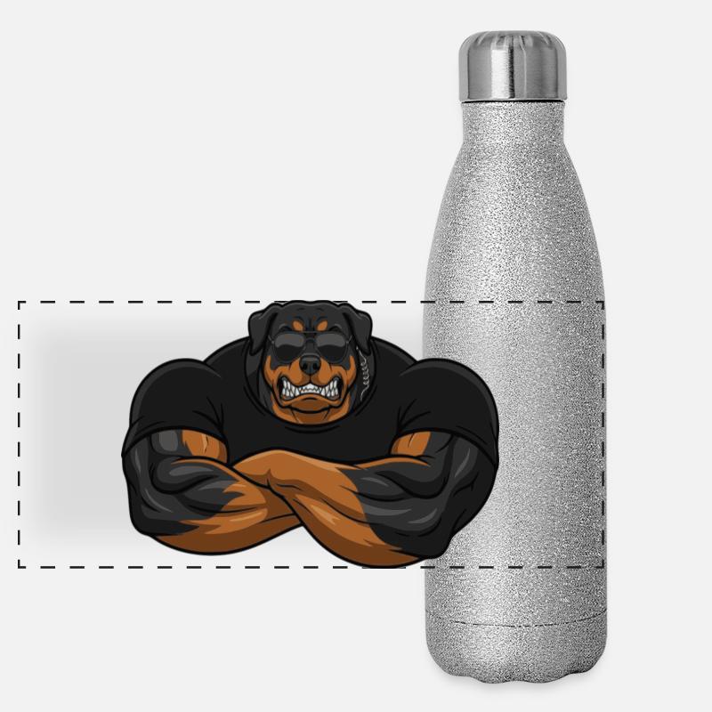 Rottweiler Security – Der härteste Türsteher Panorama Glitzer Isolierflasche 500 ml