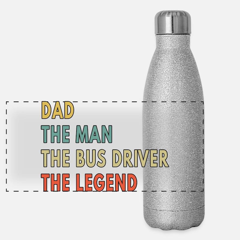 Dad Man Busfahrer-Legende Vatertagsgeschenk Panorama Glitzer Isolierflasche 500 ml