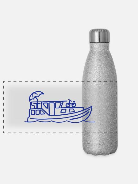 Barge - Gourde isotherme panoramique pailletée 500 ml - paillettes argentées - Devant