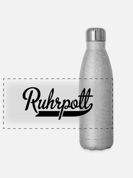 Ruhrpott - Panorama Glitzer Isolierflasche 500 ml - Silber Glitzer - Vorne