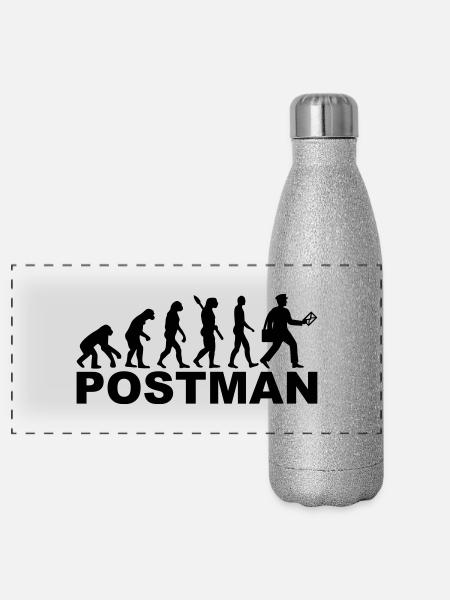 Briefträger - Panorama Glitzer Isolierflasche 500 ml - Silber Glitzer - Vorne