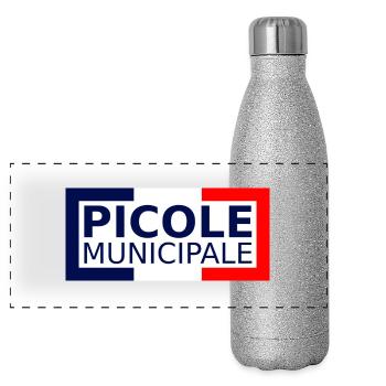 picole municipale - Gourde isotherme panoramique pailletée 500 ml - paillettes argentées - Devant