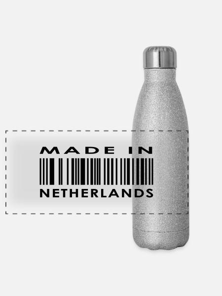 Made in Netherlands / Pays-Bas - Gourde isotherme panoramique pailletée 500 ml - paillettes argentées - Devant