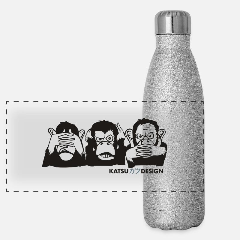 Drei weise Affen Panorama Glitzer Isolierflasche 500 ml