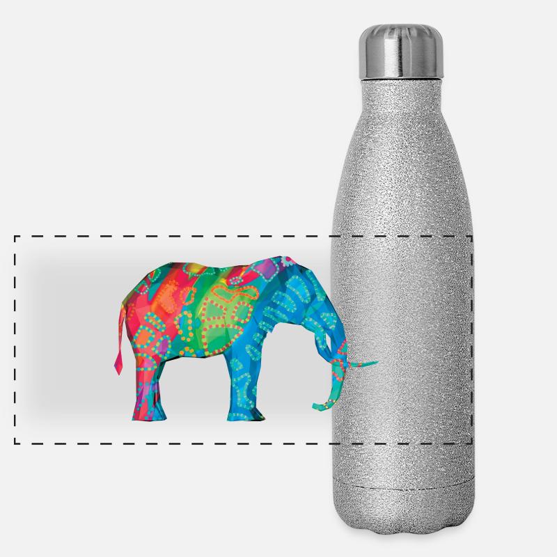 Éléphant coloré avec le dessin original De Hans Hansen Gourde isotherme panoramique pailletée 500 ml