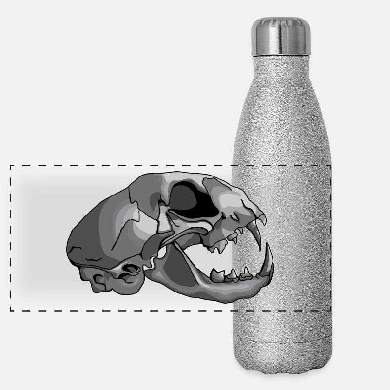 Katzenschädel Panorama Glitzer Isolierflasche 500 ml