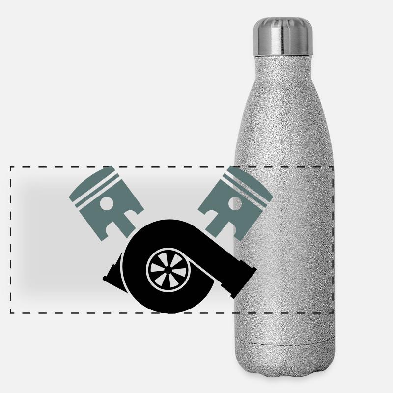 Engine Piston Turbocharger Panoramic Glitter Thermal Bottle 500 ml