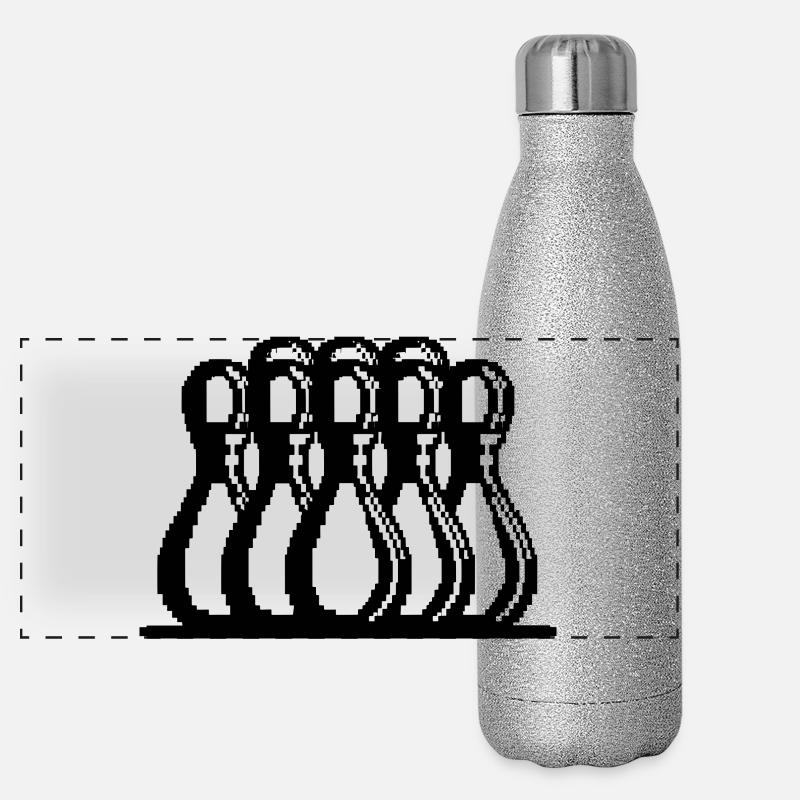 Bowling Pixel Kunst Panorama Glitzer Isolierflasche 500 ml