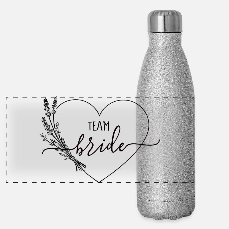 Team Bride Heart Wildflowers - Panoramic Glitter Thermal Bottle 500 ml - silver glitter