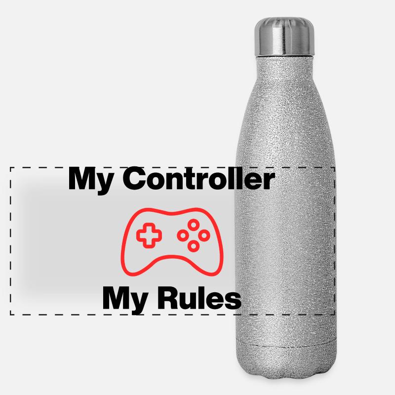 My Controller My Rules, Nerd, Zocker, Meine Regeln Panorama Glitzer Isolierflasche 500 ml