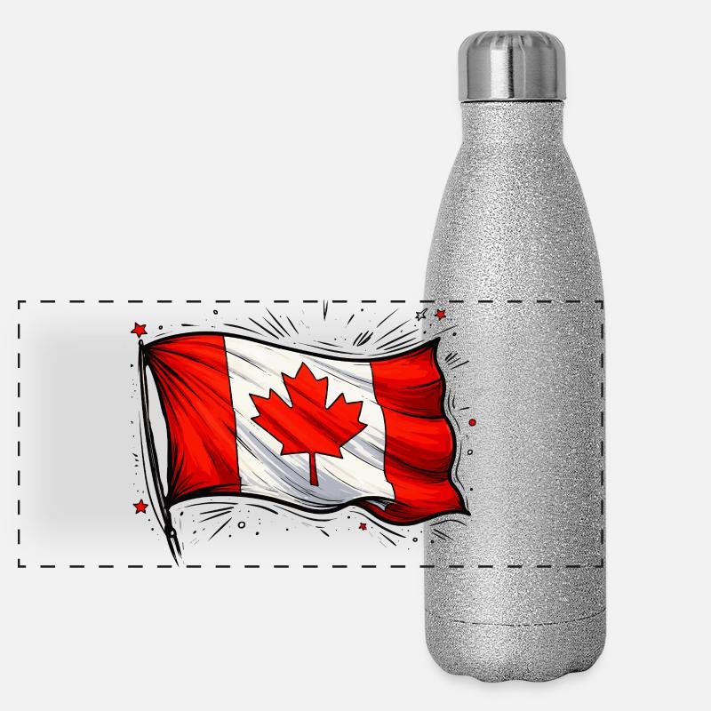 Drapeau du Canada Gourde isotherme panoramique pailletée 500 ml