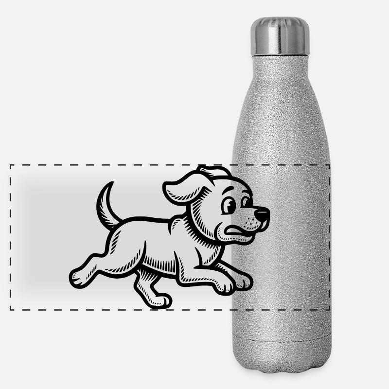 Promenade de chiot en course Gourde isotherme panoramique pailletée 500 ml