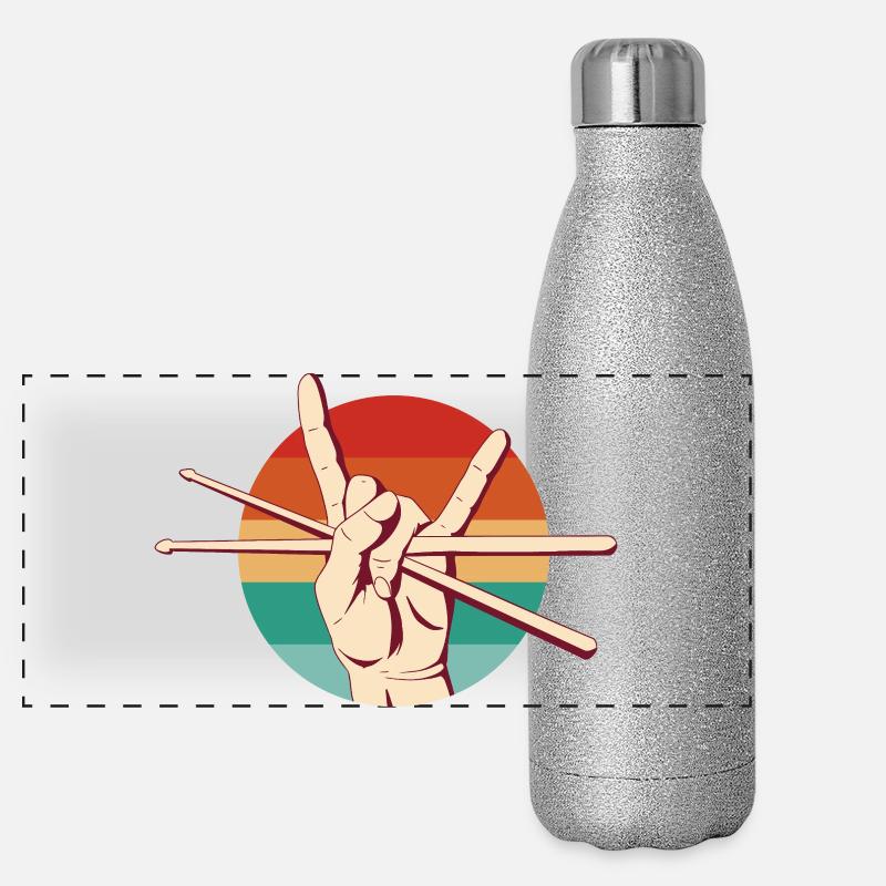 Drummer Rock Panorama Glitzer Isolierflasche 500 ml