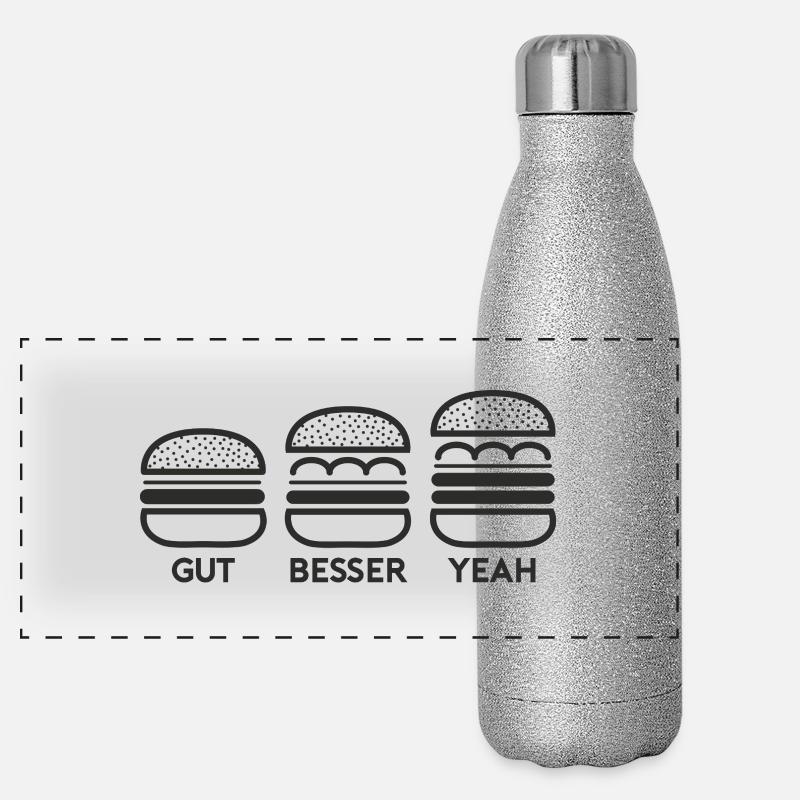 GUT BESSER YEAH BURGER Panorama Glitzer Isolierflasche 500 ml