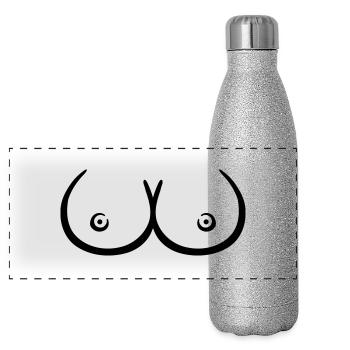 Boobs - Panoramic Glitter Thermal Bottle 500 ml - silver glitter - Front