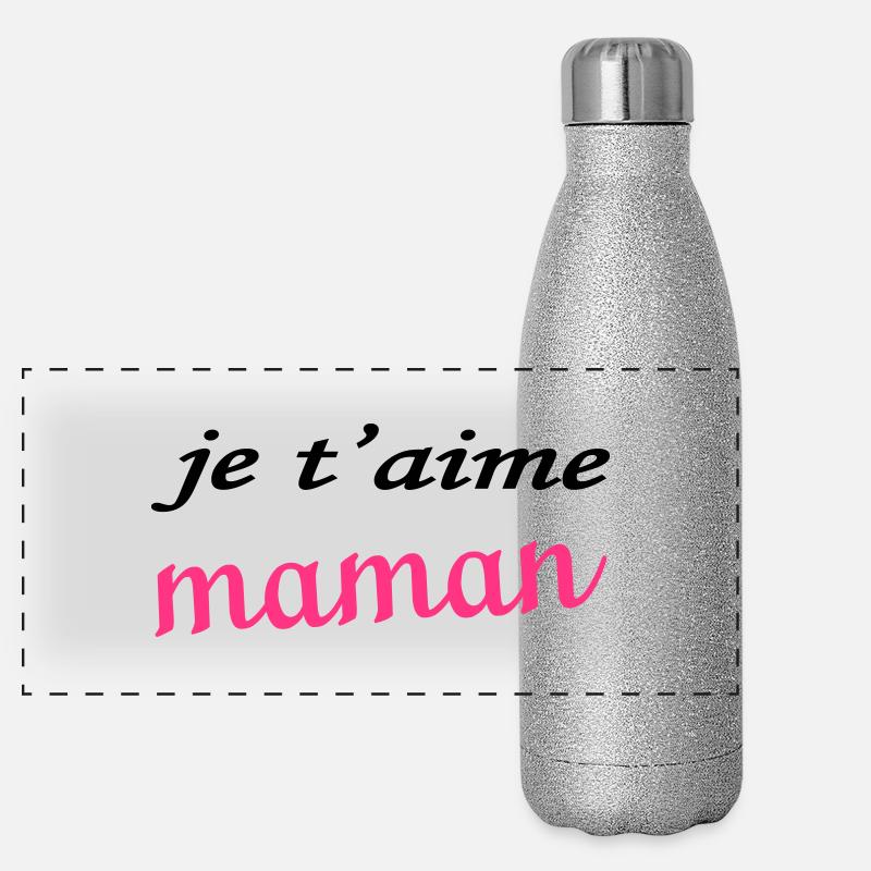 Je t'aime maman Panorama Glitzer Isolierflasche 500 ml
