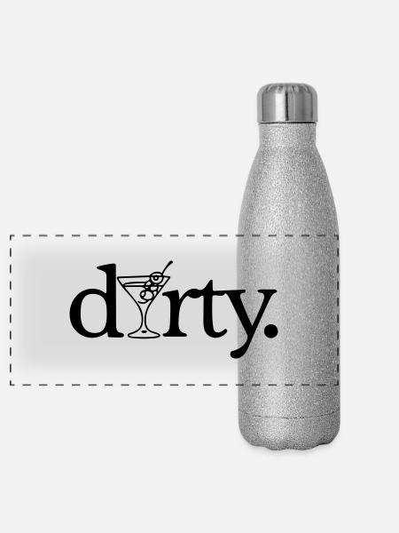 sale - Gourde isotherme panoramique pailletée 500 ml - paillettes argentées - Devant