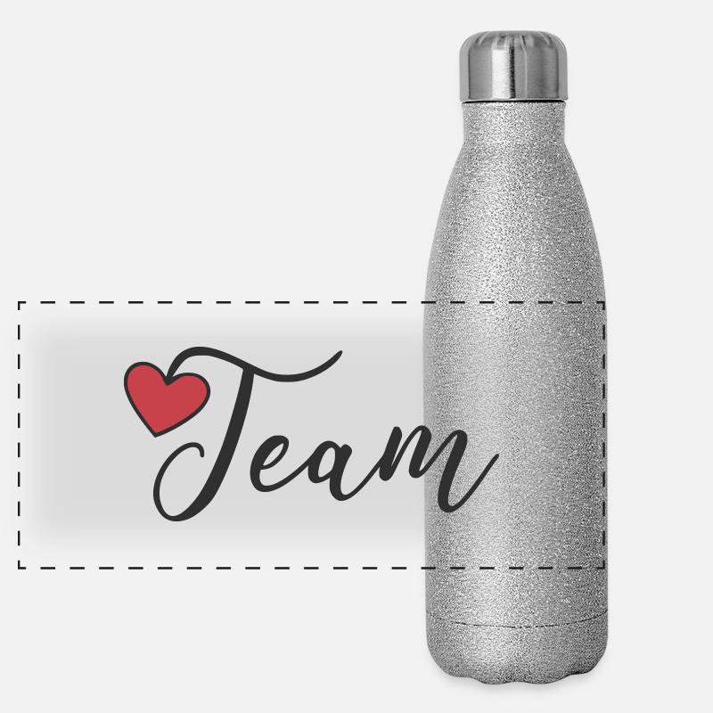 Team Herz Panorama Glitzer Isolierflasche 500 ml