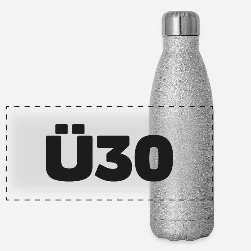 30th A 30 + birthday shirt Panoramic Glitter Thermal Bottle 500 ml