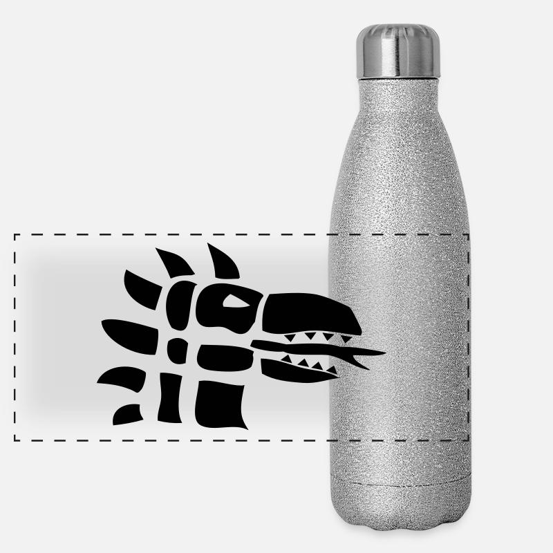 dragon | Tête de dragon | Dragon | feu | reptile Gourde isotherme panoramique pailletée 500 ml