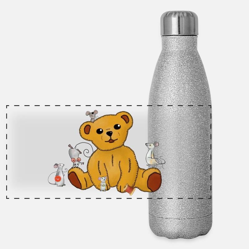 Mäuse nähen Teddy Panorama Glitzer Isolierflasche 500 ml
