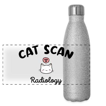 CAT SCAN Manipulatrice radio Chat Radiologie - Gourde isotherme panoramique pailletée 500 ml - paillettes argentées - Devant