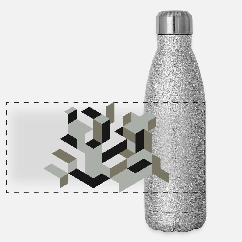 Perspective Construction Cube Teindre Yourself Labyrinthe 3D Gourde isotherme panoramique pailletée 500 ml