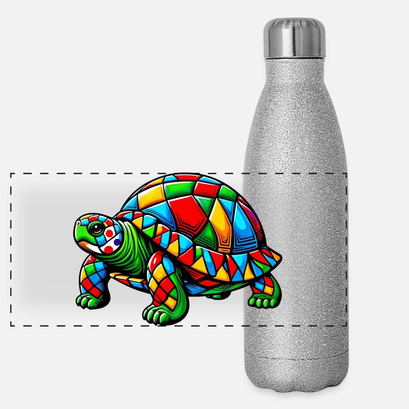 Harlequin Tortoise Panoramic Glitter Thermal Bottle 500 ml