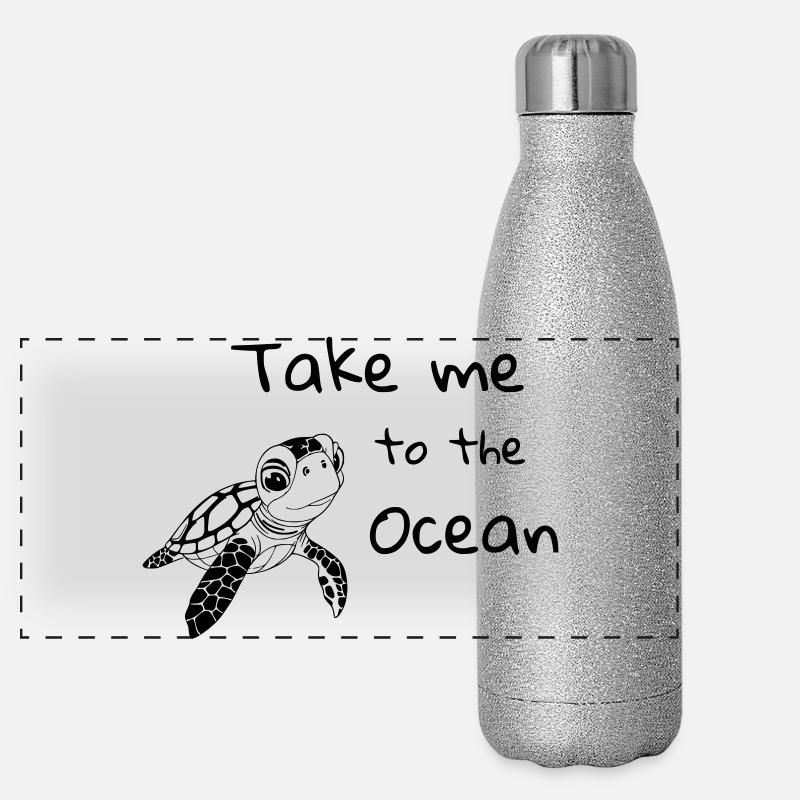 Emmenez-moi à l’océan – Tortue de mer Gourde isotherme panoramique pailletée 500 ml