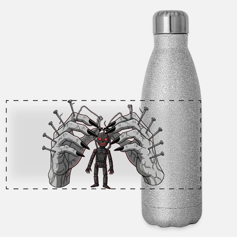 Demonic Hands Puppet Show Horror Gothic Panoramic Glitter Thermal Bottle 500 ml