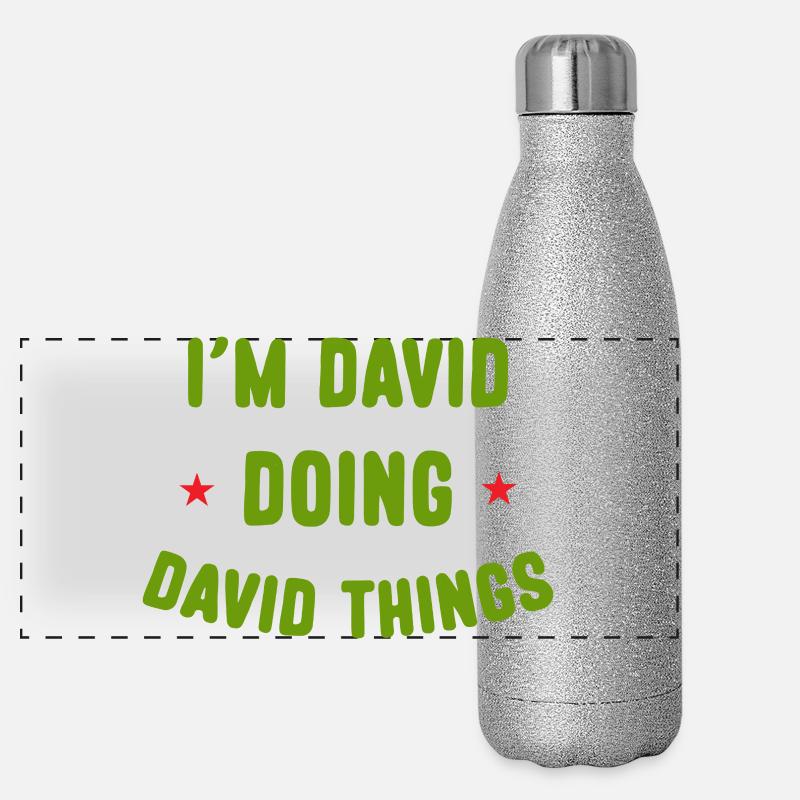 Ich bin David Doing David Things Lustige Zitate Panorama Glitzer Isolierflasche 500 ml