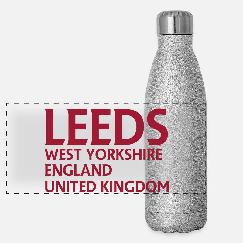 Leeds – England Liedtextdesign Panorama Glitzer Isolierflasche 500 ml