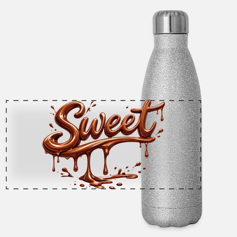 Lettrage chocolat sucré Gourde isotherme panoramique pailletée 500 ml