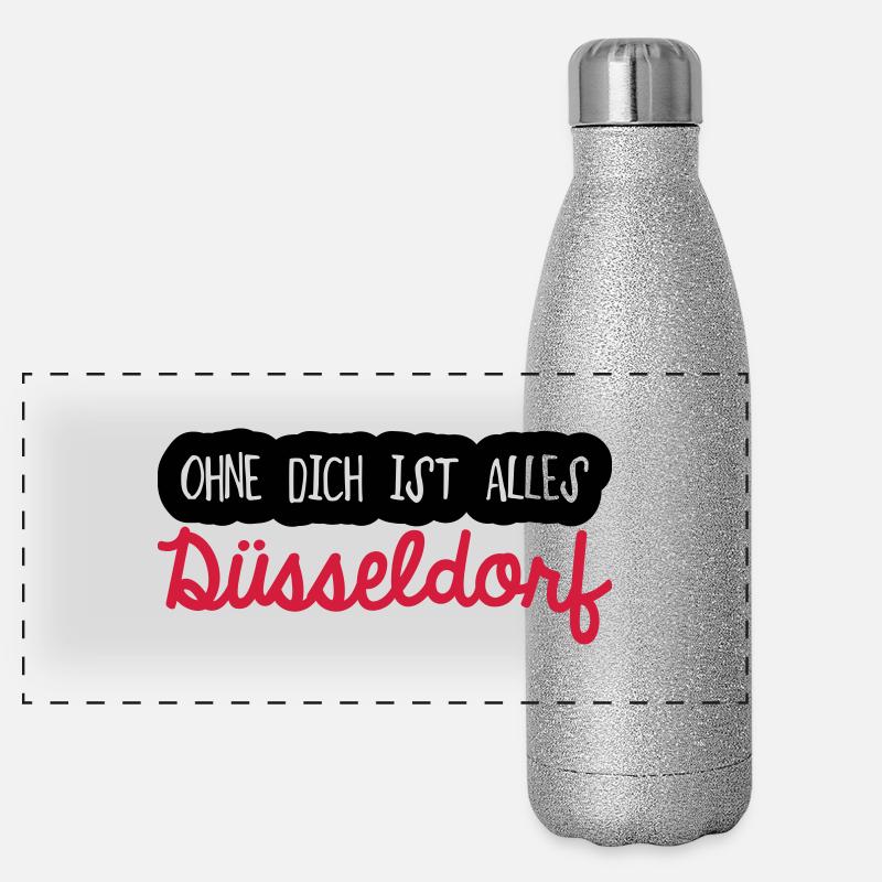Ohne dich Düsseldorf Panorama Glitzer Isolierflasche 500 ml