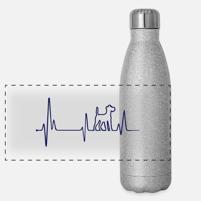 Irish Terrier Einkaufstasche mit Herz Panorama Glitzer Isolierflasche 500 ml