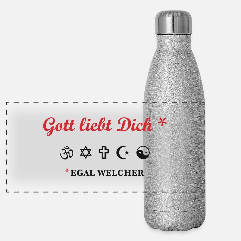 Gott liebt Dich Panorama Glitzer Isolierflasche 500 ml