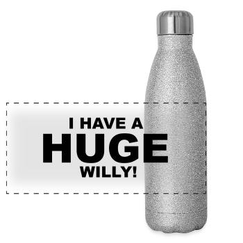 I Have A Huge Willy - Panoramic Glitter Thermal Bottle 500 ml - silver glitter - Front