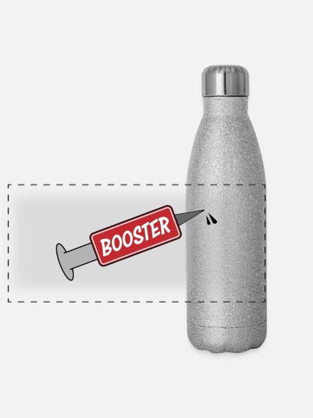 Syringe Vaccine Booster - Panoramic Glitter Thermal Bottle 500 ml - silver glitter - Front