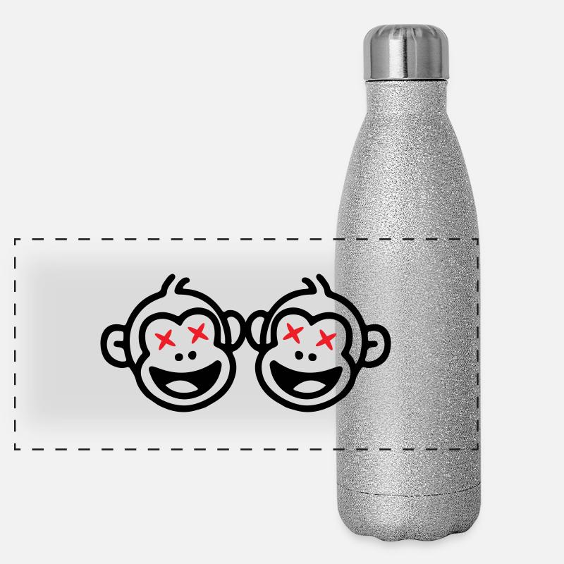 Équipe de singes drôle Gourde isotherme panoramique pailletée 500 ml