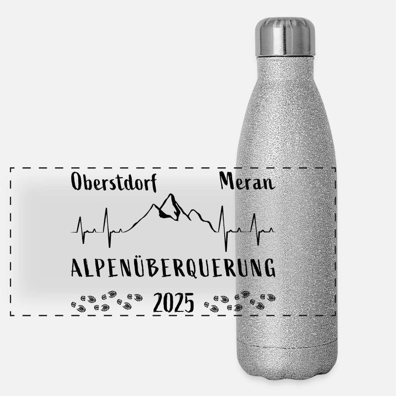 Alpenüberquerung Oberstdorf Meran 2025 Panorama Glitzer Isolierflasche 500 ml
