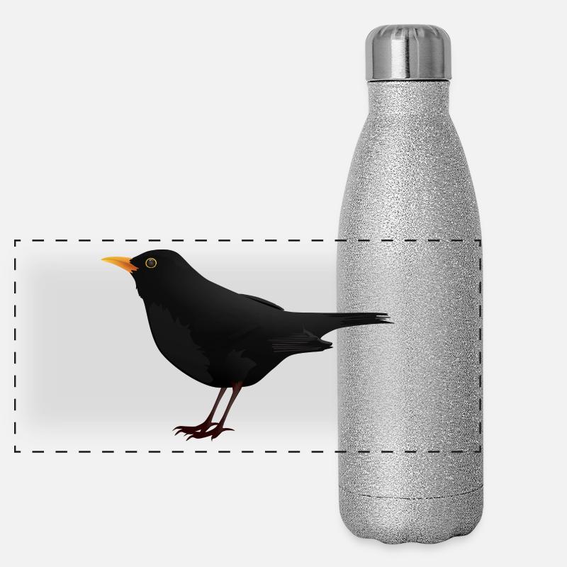 Amsel Drossel Star Vogel Geschenk Geschenkidee Panorama Glitzer Isolierflasche 500 ml