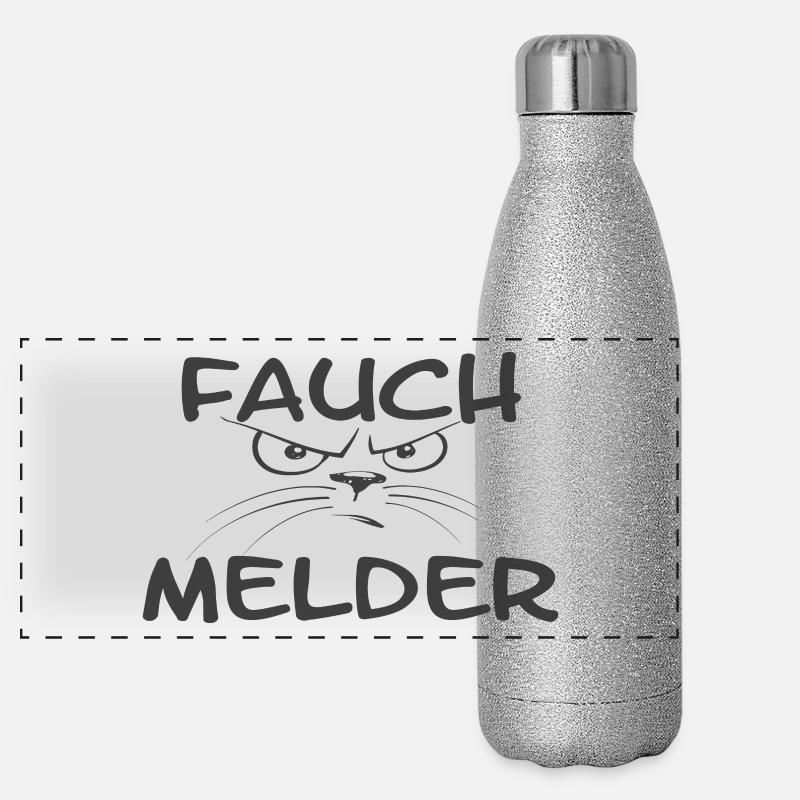 "Fauch detector" chat gris Gourde isotherme panoramique pailletée 500 ml