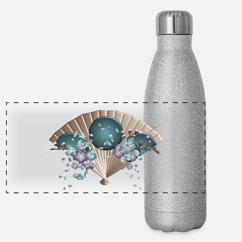 Japonais Mode Style Fleur de cerisier japonais Gourde isotherme panoramique pailletée 500 ml