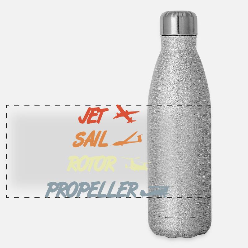 Retro Airplane Models Panoramic Glitter Thermal Bottle 500 ml