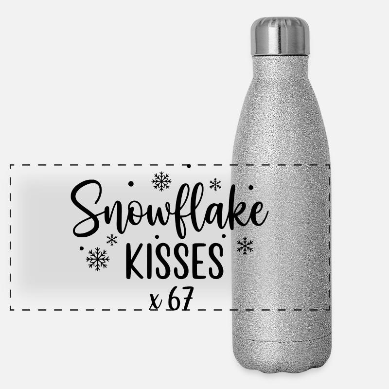Bisous flocon de neige x67 Gourde isotherme panoramique pailletée 500 ml