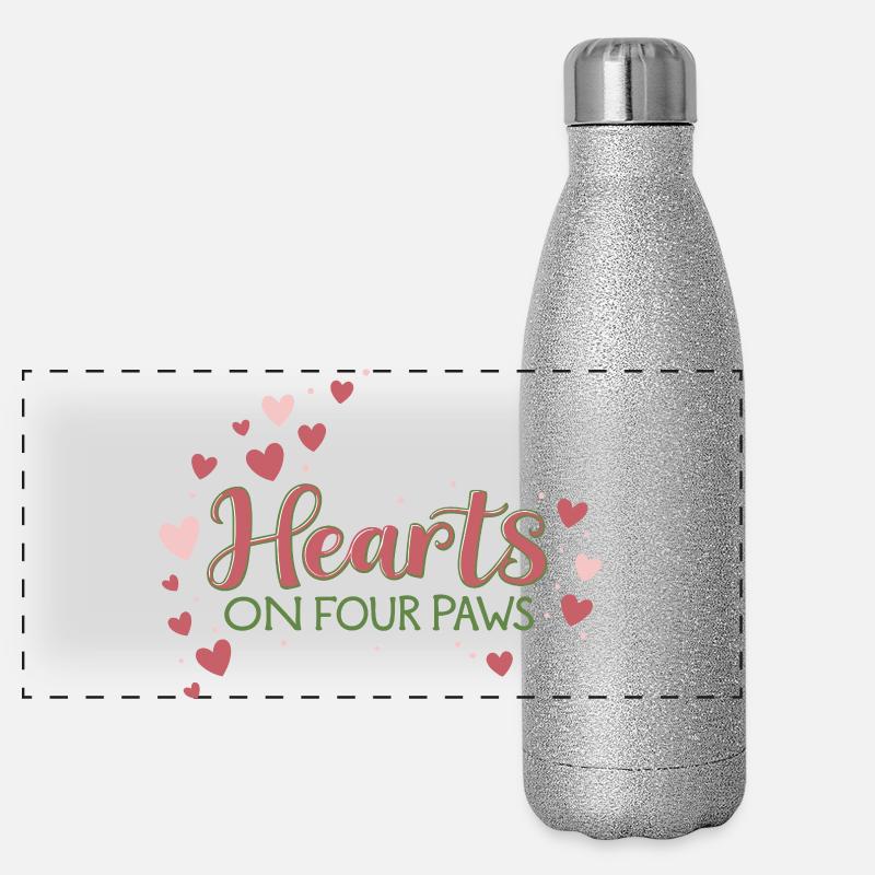 Liebe auf vier Pfoten Panorama Glitzer Isolierflasche 500 ml