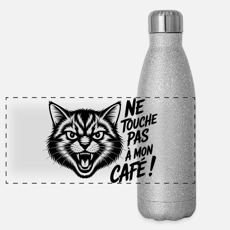Ne touche pas à mon café ! Gourde isotherme panoramique pailletée 500 ml