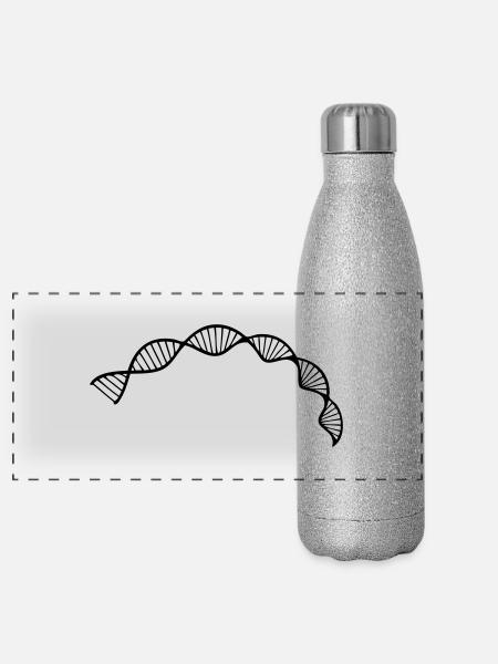DNA double helix structure cell sequence - Panoramic Glitter Thermal Bottle 500 ml - silver glitter - Front
