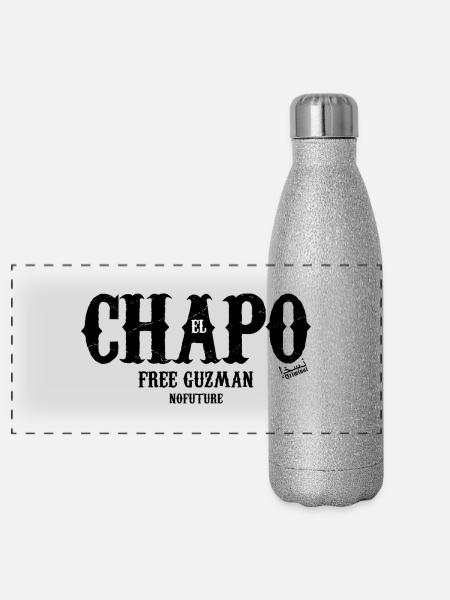 Chapo Mask - Panorama Glitzer Isolierflasche 500 ml - Silber Glitzer - Vorne